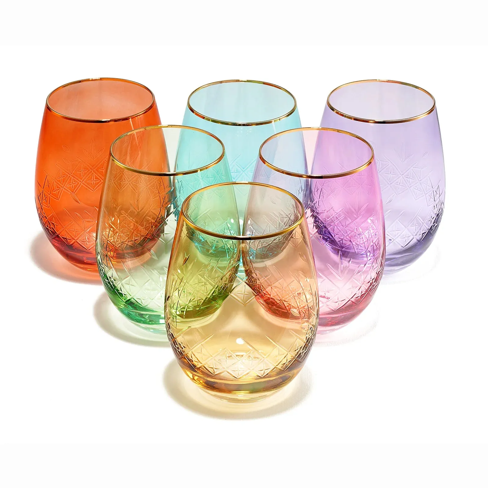 Wine Glass Set of 6- Vintage Art Deco