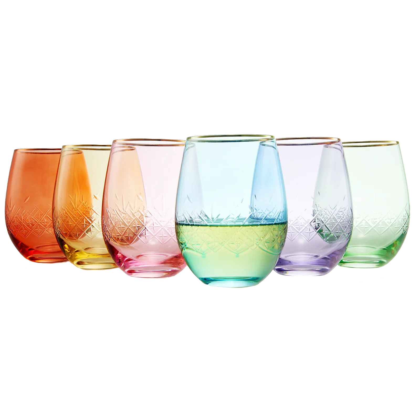 Wine Glass Set of 6- Vintage Art Deco