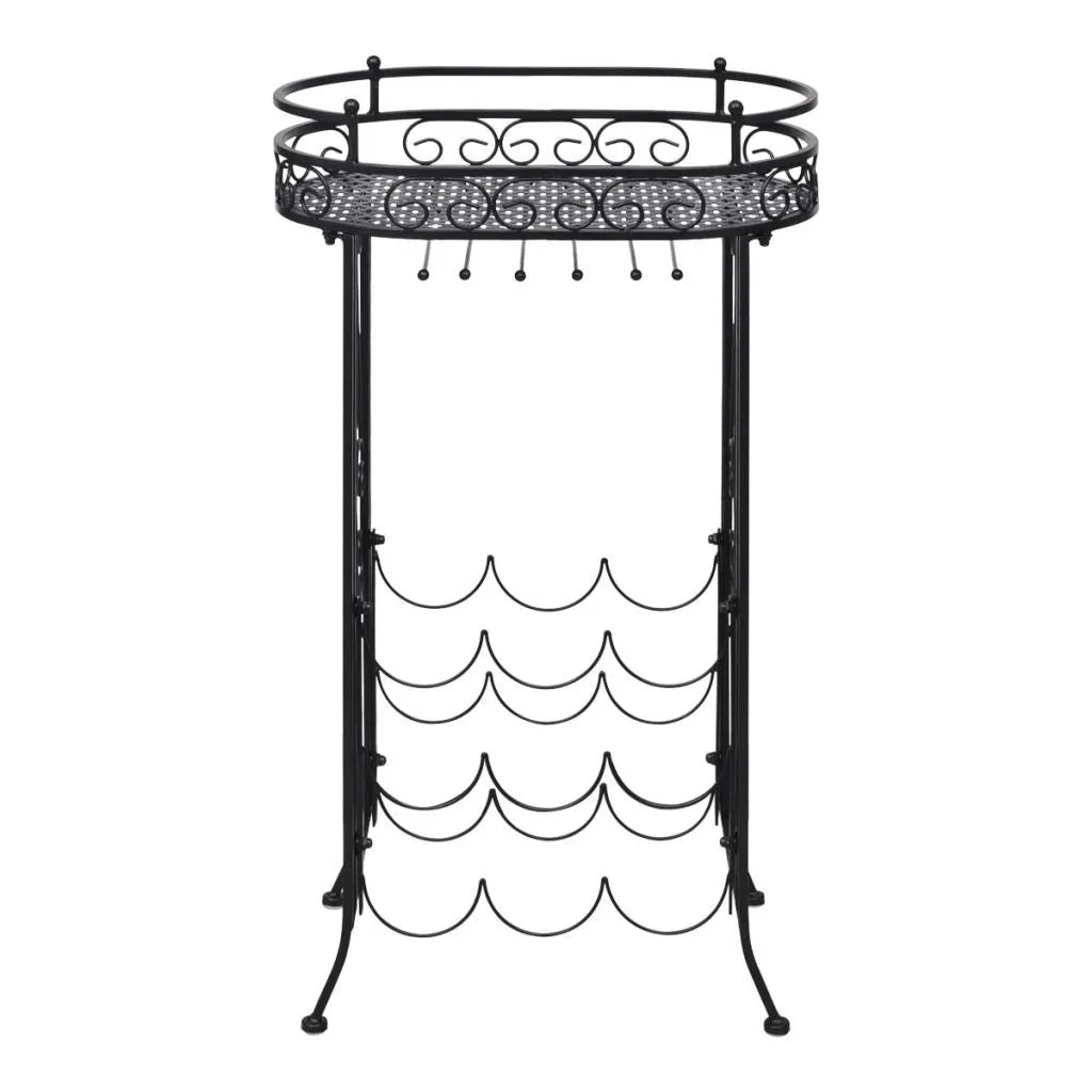 Wine Rack with Glass Holder for 9 Bottles Metal
